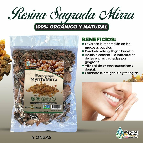 Natural de Mexico USA Resina Sagrada Myrrh Mirra 4 oz. 113 gr. Organic Myrrh Incense Resin