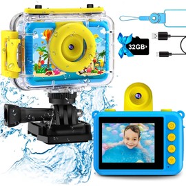 GKTZ Children's Waterproof Underwater Camera, 1080P Selfie Digital Camera for Children, Toy for 3-12 Years, Boys and Girls