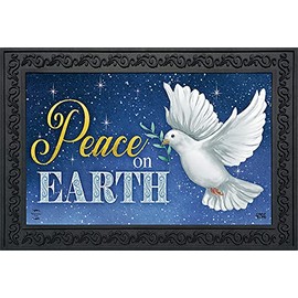 Briarwood Lane Peace on Earth Dove Christmas Doormat Olive Branch Indoor Outdoor 30" x 18"
