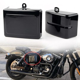 Unbranded Gloss Black Left & Right Battery Side Cover Fit For Harley Dyna Wide Glide FXDWG