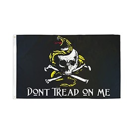 AZ FLAG - Pirate Don't Tread On Me Flag - 150 x 90 cm - Pirate Skull Flag 100% Polyester with Brass Eyelets - 110 g