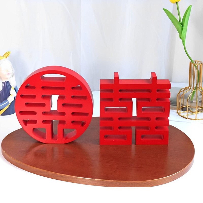 shamjina Chinese Wedding Double Happiness Crafts Wall Mount Wood Decorations
