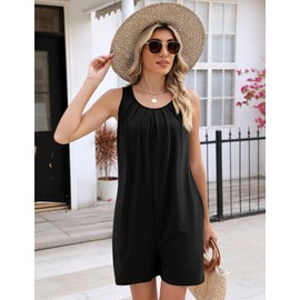 Ivicoer Womens Rompers Casual Jumpsuits for Women Casual Dressy Shorts Overalls Summer Beach Vacation Outfits 2024 Sleeveless Comfy Loose Baggy Clothes L