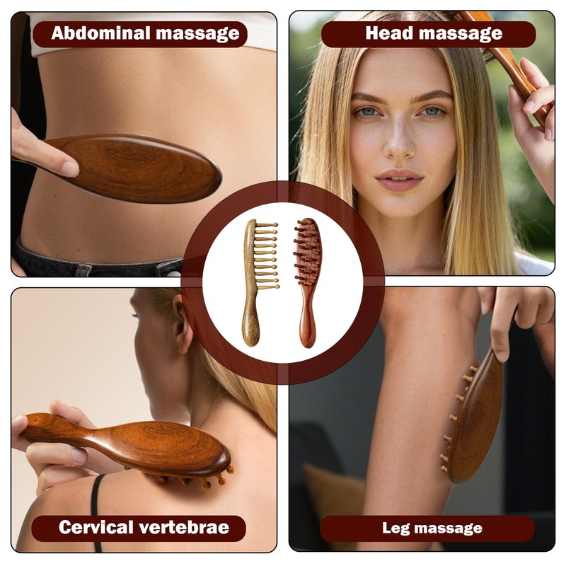 Hinbkenla Loc Comb 2Pcs Golden Sandalwood