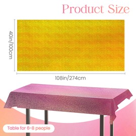 Just Shimmer Sparkling Pink & Gold Holographic Laser Tablecloth - Shimmering, Waterproof, Easy to Clean - Ideal for Bachelorette, Birthday, Wedding, and Anniversary Party Decorations