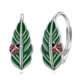 YFN Daisy/sunflower/lotus/rose/tulip Earrings for Women Sterling Silver Leaves Daisy Hoop Earrings Birthday Gifts for Women (ladybug)