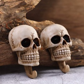 Arola Skull Wall Hooks Key Hooks Decorative Wall Mount Key Rack Hat Shelf Organiser Bathroom Hanger Home and Kitchen Use Pegs (Pack of 2)