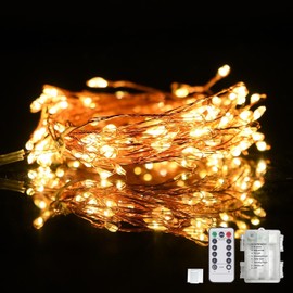 Dailyart 200 Led Fairy Lights - 16.4FT Battery Operated String Lights with Remote, 8 Modes, Waterproof for Bedroom, Christmas Tree & Wreath Decoration