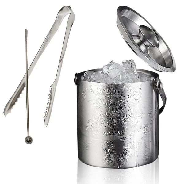 MMmall Ice Bucket, Non-Melting, Double Ice Bucket, Stainless Steel, Japanese