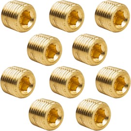 10PCS 1/4" NPT Male Pipe Plug Fitting Set,Tools and Home Improvement,Brass Hex Counter Sunk Pipe Plug for Closing the End of Pipe,Internal Hex Socket Thread Socket Kit Fittings,Accessories