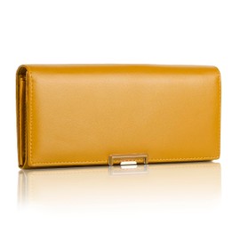 Woodland Leathers Women's Vegan Leather RFID Purse - Small & Large Designer Purses for Women with Card Slots & Zip Coin Pocket Wallet, Credit Card Holder Ladies Purse (Mustard, Large)