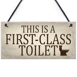 RED OCEAN First Class Toilet Shabby Chic Hanging Wall Plaque Bathroom Loo Door Sign Home Decor
