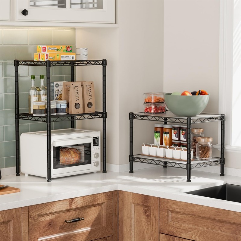 Golpart Small 2 Tier Shelves Storage Wire Shelving Unit Metal
