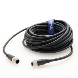 Eonvic M12 6pin A Code Male to Female Sensor Cable, 10m, IP67 Waterproof, 2A, 30V, 24AWG, Brass, PVC, For Wind Power, High-Speed Rail, Construction Machinery