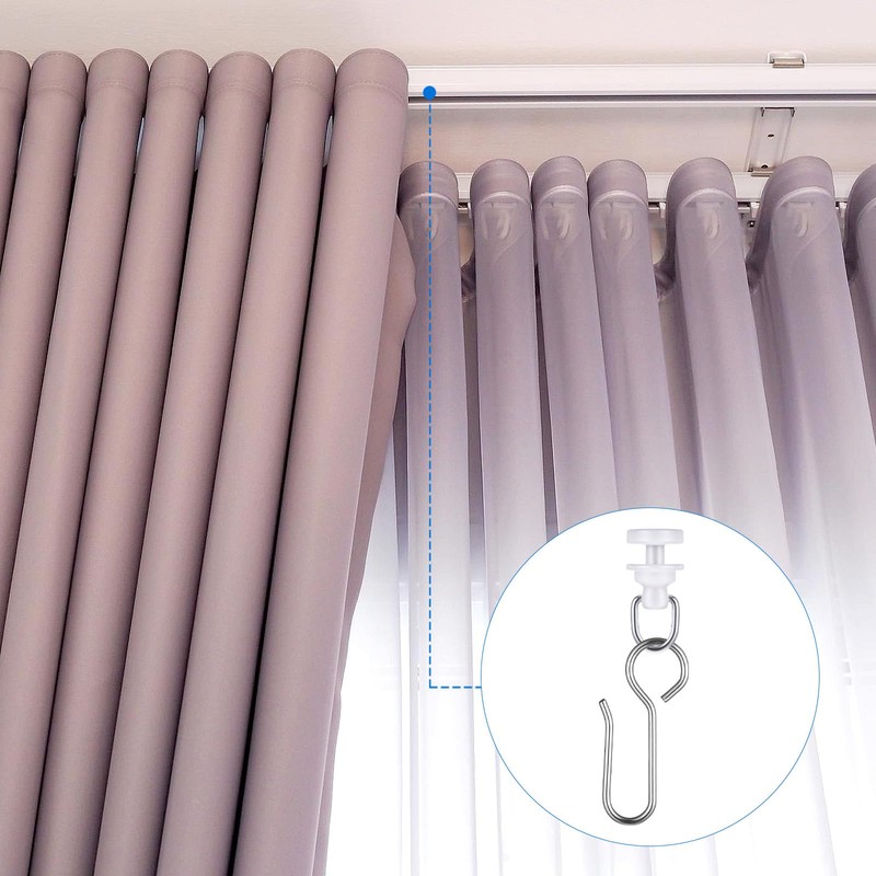 100 Pcs Curtain Track Gliders Hooks 50 Plastic Curtain Tracks
