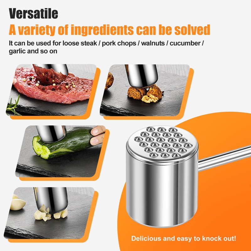 5PC 1.1Lb Dual-Side Meat Tenderizer Hammer, Heavy Duty Mallet with