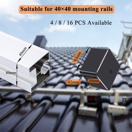 PARTSEE End Caps 40 x 40 Solar Rail Aluminium Profile, Protect Solar Module Holder Mounting Rail, Square Tube Inserts, End Cap Cover Cap for Mounting Profile 40 x 40 Solar (16 Pieces)