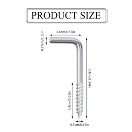L-Shaped Wall Hook Screw M4 x 40 mm L-Hook Right Angle Screws (Pack of 100) Galvanised 90 Degree Curved Corner Hook Screws L Screw Hooks L Screw Hooks Metal