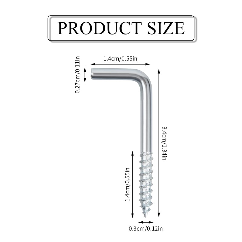 L-Shaped Wall Hook Screw M4 x 40 mm L-Hook Right