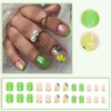 24 Pcs French Tip Press on Nails Short Round Fake