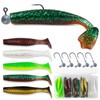 30Pcs Paddle Tail Swimbaits Soft Lures Kit with 5 Lead