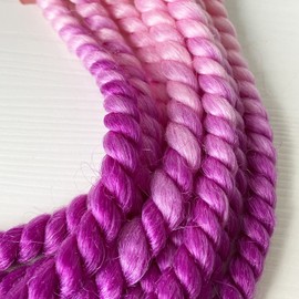 3T-SISTER Helmet Pigtails for Motorcycle Helmet Ponytail Twist Wavy Hair 22inch Ombre Pink to Purple