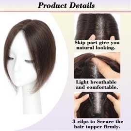 Hair Toppers for Women 10 Inch Hairpieces No Bangs Hairline Topper Wiglets Hairpieces for Thinning Hair Swiss Base Medium Brown（4#）