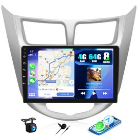 CAMECHO 4G+64G 8 Core Android 15 Car Stereo for 2010-2016 Hyundai Accent Verna Solaris, 9" Touch Screen Car Radio with Carplay Android Auto Bluetooth,32EQ/FM/RDS,GPS,DSP,WiFi, 59 UI + Backup Camera