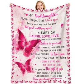Goddaughter Gifts from Godmother Godfather, God Daughter Soft Flannel Blanket, Baptism Gifts for Girl, First 1st Communion Birthday Gift for Girls Goddaughter Soft Throw Blankets 50" X 60"