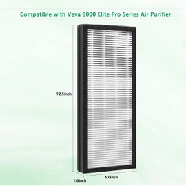 VEVA 8000 Replacement Filter, Compatible with VEVA 8000 Elite Pro Series Air Purifier, 2 HEPA Filters + 4 Pre-Filters
