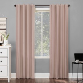 Sun Zero Cyrus 2-Pack Thermal 100% Total Blackout Back Tab Curtain Panel Pair, Blush Pink, 40" W x 84" L (2 Panels)