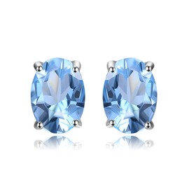 JewelryPalace Natural Garnet Peridot Amethyst Citrine Blue Topaz Birthstone Stud Earrings for Women, 14k Gold Plated 925 Sterling Silver Earrings for Women, Hypoallergenic Earrings for Women Sets