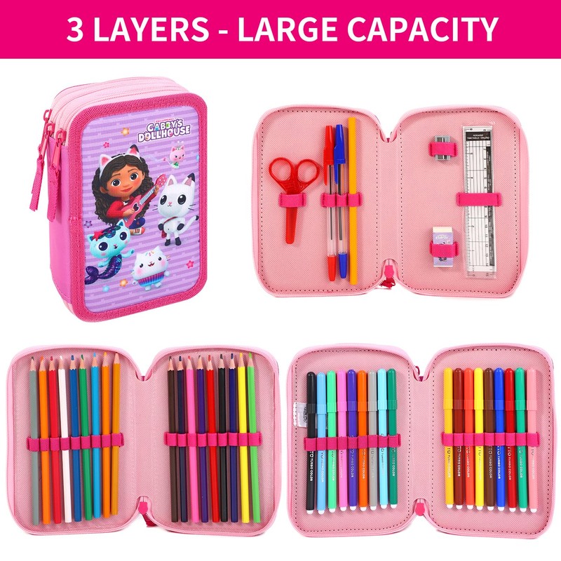 Cerdá Gabby's Dollhouse 3 Tier Large Pencil Case Multi Compartment