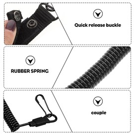 GUOYOU Paracord tactical lanyard, spiral key pendant with carabiner, multifunctional spiral cable, elastic key pendant made of paracord, for outdoor keys, fishing, camping, black