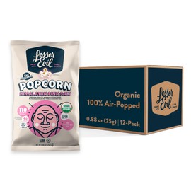 LesserEvil Himalayan Pink Salt Organic Popcorn, Premium Quality, Minimally Processed, No Vegetable Oil, 0.46 Oz, Pack of 24