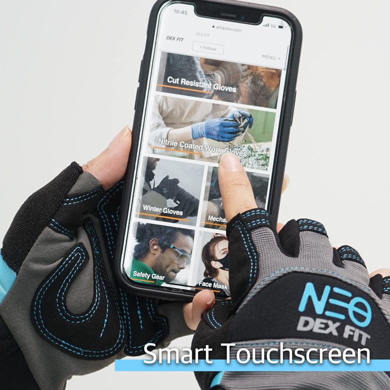 DEX FIT MG310 Impact Half Finger Mechanic Gloves, Heavy Duty