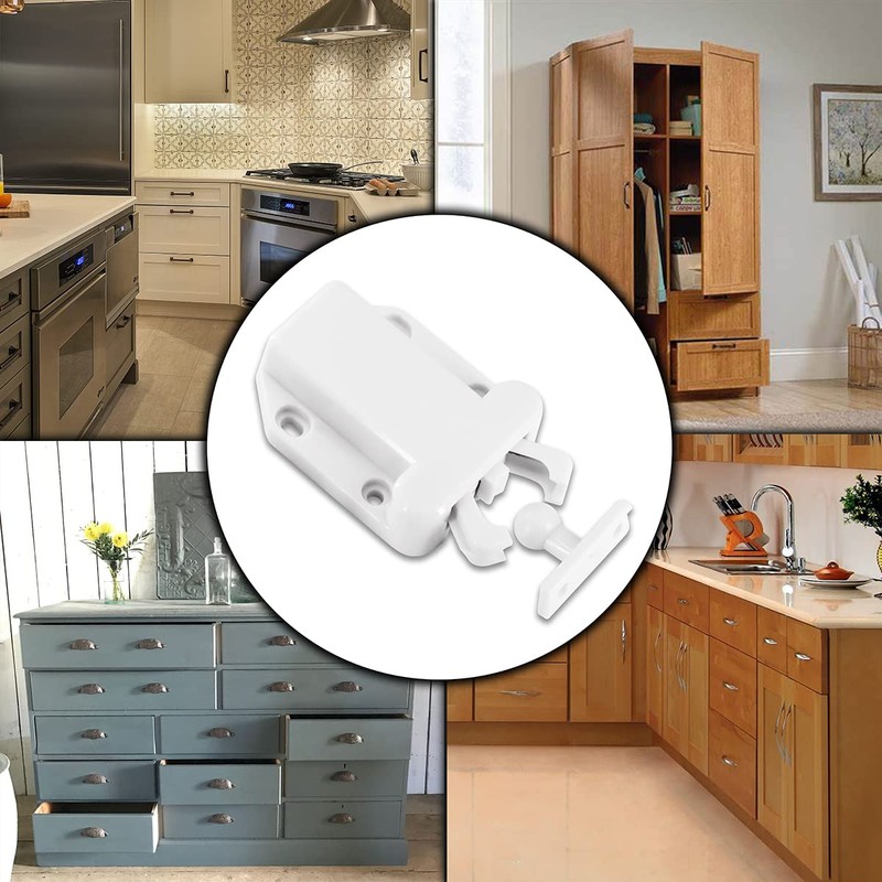 6Pcs Touch Release Catch with Screws,Push to Open Non-Magnetic Door