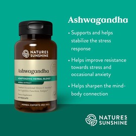 Nature's Sunshine Ashwagandha 60 VegCaps – Stress & Mood Support, Adaptogenic Herbal Supplement for Energy, Focus, Relaxation & Overall Wellness