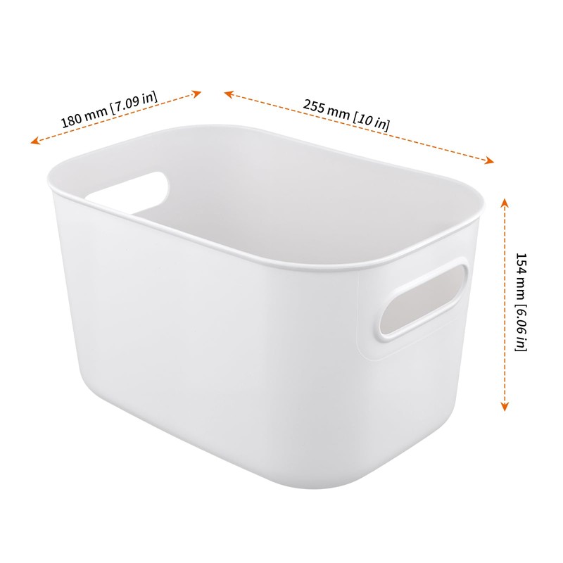 HOZEON 10 Pack White Plastic Storage Bins with Handle, Stackable