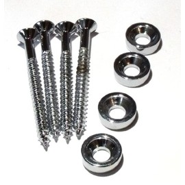 set of 4 guitar neck joint bushing/washers in chrome including screws 12mm dia