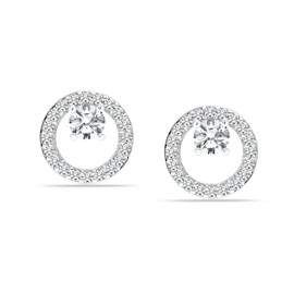 Charmsy 925 Sterling Silver Jewelry Lightweight Cubic-Zirconia Small Circle Pierced Stud Earrings for Women Teen