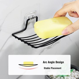 Laigoo 2Pcs Shower Soap Dish, SUS304 Stainless Steel Bar Soap Holder Wall Mounted, Self Adhesive Sponge Holder for Bathroom/Shower/Kitchen(Black)