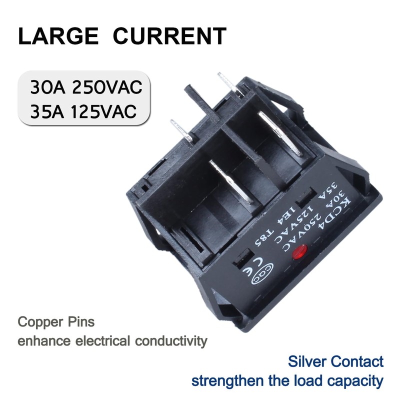 DMWD 3Pcs ON/Off Large Current Rocker Toggle Switch 30A 250VAC/