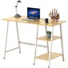 SHW Trestle Home Office Computer Desk, Oak