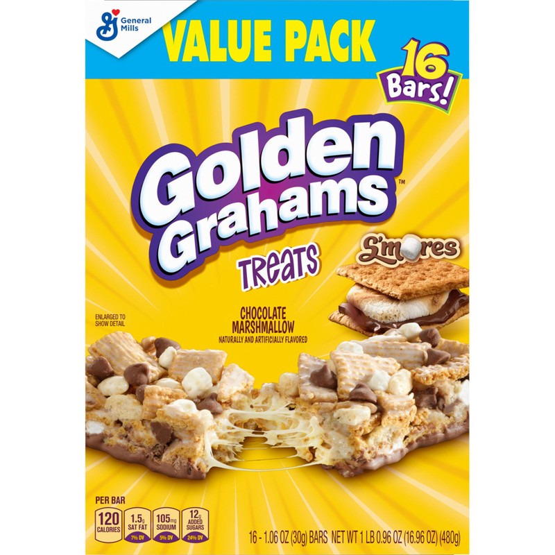Golden Grahams Cereal Treat Bars, S'mores, Snack Bars, Value Pack,