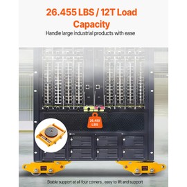 VEVOR 4PCS Machinery Skate Dolly, 26455LBS/12T Industrial Machinery Mover, Heavy Duty Carbon Steel Machinery Moving Skate & 4 Carbon Steel Wheels and 360° Rotation Non-Slip Cap for Moving Equipment