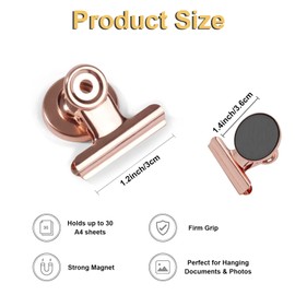 10PCS Magnetic Clips Strong Fridge Magnet Hook Clip for Family School Freezer Kitchen Refrigerator, Rose Gold