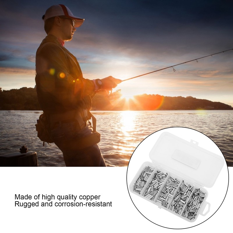 500PCS Single Double Barrel Crimping Sleeve Fishing Line Wire Leader