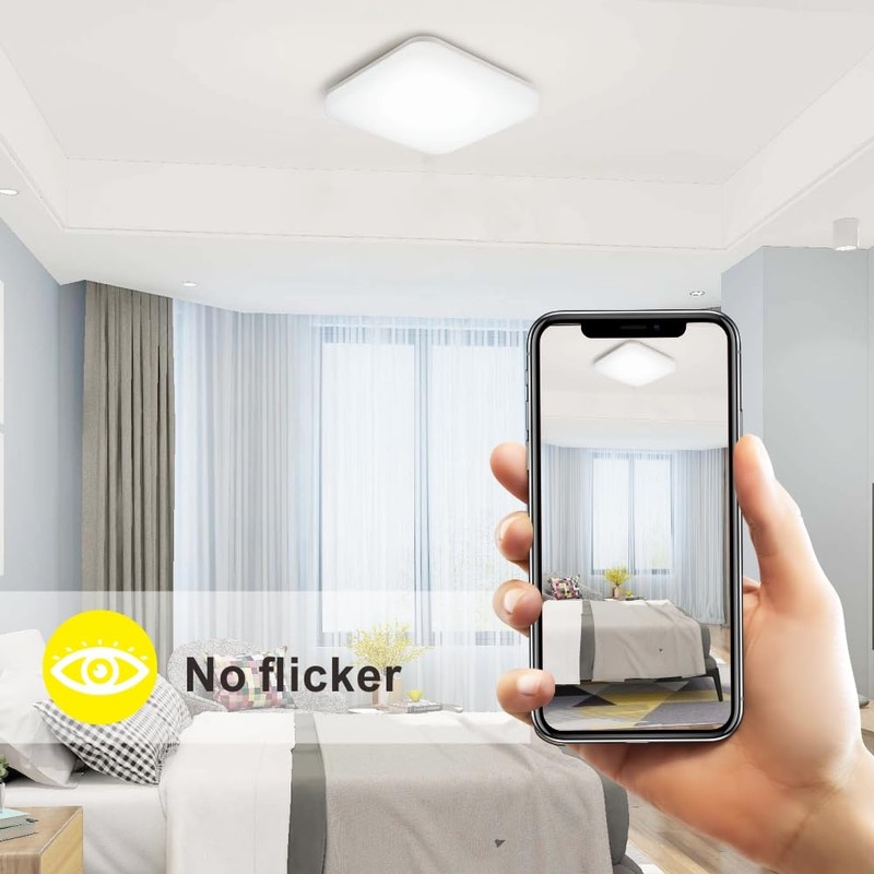 BrightFly LED Square Ceiling Light, 2300LM 20W, 3CCT (3000K/4000K/6500K) Bathroom