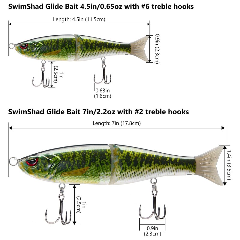 Bassdash Swim Shad Joint Style Glide Bait Fishing Lure for